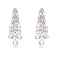 Picture of New Season White Platinum Plated Dangle Earrings with SGS/ISO Certification