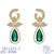 Picture of Nickel Free Gold Plated Green Dangle Earrings with Easy Return