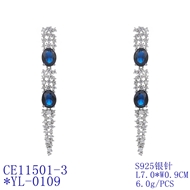 Picture of Featured Blue Platinum Plated Dangle Earrings with Full Guarantee