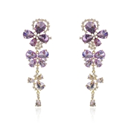 Picture of Top Cubic Zirconia Purple Dangle Earrings