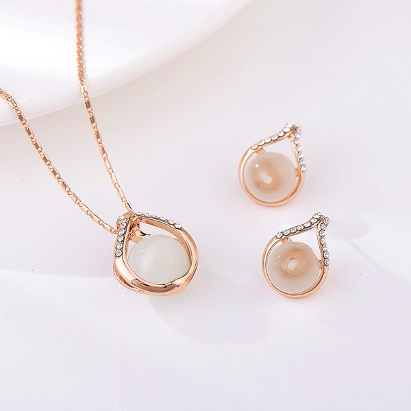 Picture of Funky Small Rose Gold Plated 2 Piece Jewelry Set