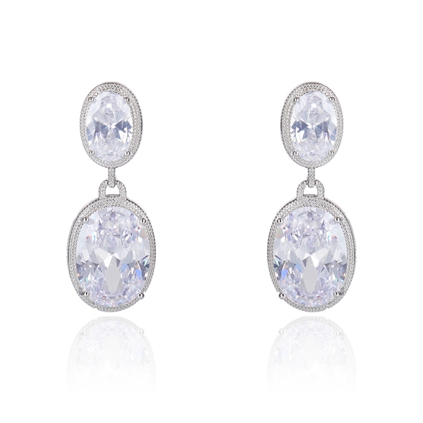 Picture of Big Platinum Plated Dangle Earrings with Fast Shipping