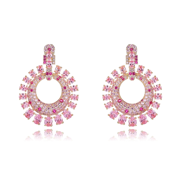 Picture of Trendy Gold Plated Pink Dangle Earrings with No-Risk Refund