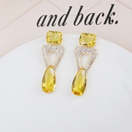 Picture of Fashion Cubic Zirconia Gold Plated Dangle Earrings