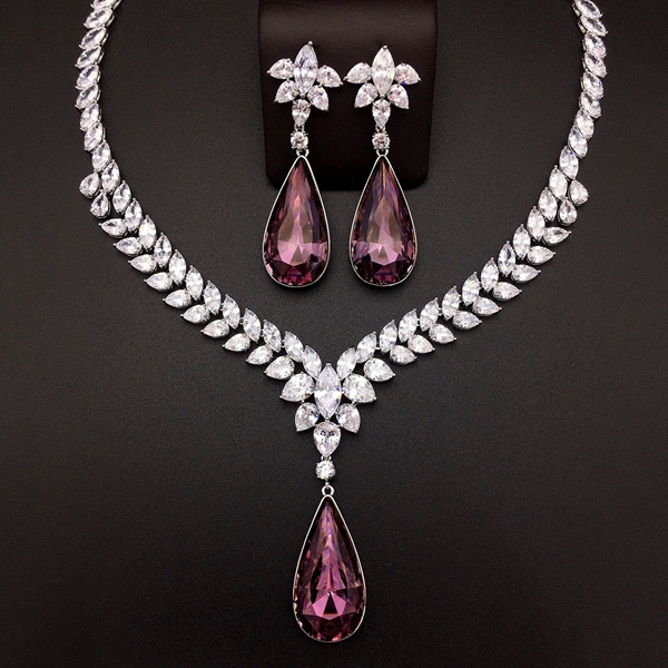 Picture of New Season Purple Zinc Alloy 2 Piece Jewelry Set with SGS/ISO Certification