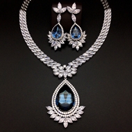 Show details for Wholesale Platinum Plated Blue 2 Piece Jewelry Set with No-Risk Return Show details for Wholesale Platinum Plated Blue 2 Piece Jewelry Set with No-Risk Return