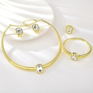 Picture of Beautiful Artificial Crystal Gold Plated 4 Piece Jewelry Set