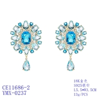 Picture of Trendy Blue Big Dangle Earrings with No-Risk Refund