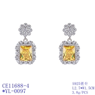 Picture of Good Quality Cubic Zirconia Yellow Dangle Earrings