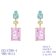 Picture of Luxury Cubic Zirconia Dangle Earrings of Original Design