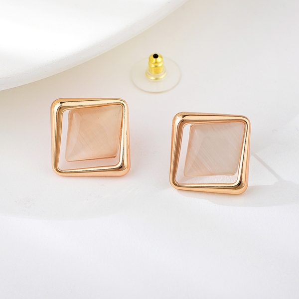 Picture of Trendy Rose Gold Plated Opal Stud Earrings with No-Risk Refund