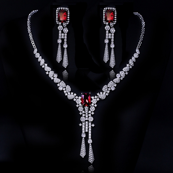 Picture of Pretty Cubic Zirconia Big 2 Piece Jewelry Set