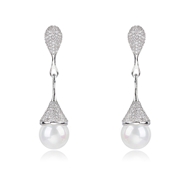 Picture of Unusual Big Platinum Plated Dangle Earrings