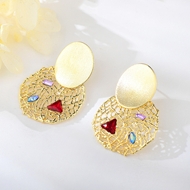 Show details for Stylish Big Gold Plated Dangle Earrings