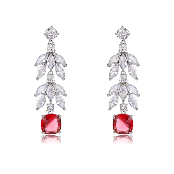 Picture of Low Cost Platinum Plated Cubic Zirconia Dangle Earrings with Low Cost