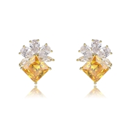 Picture of Wholesale Gold Plated Cubic Zirconia Big Stud Earrings with No-Risk Return