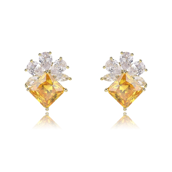 Picture of Wholesale Gold Plated Cubic Zirconia Big Stud Earrings with No-Risk Return