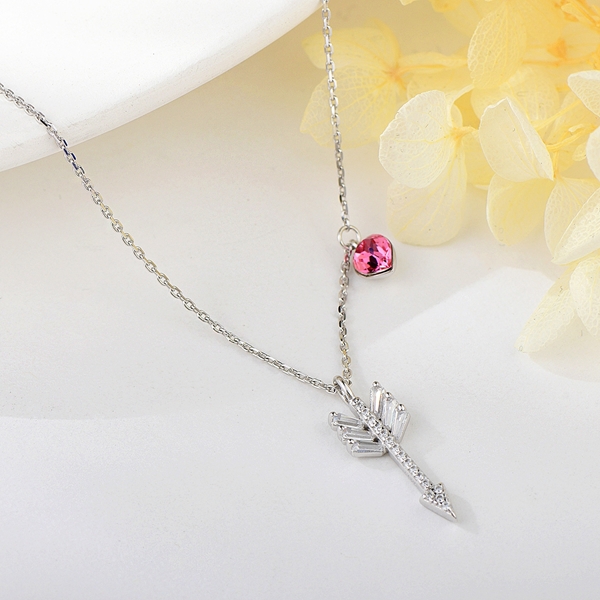 Picture of Featured Pink Love & Heart Pendant Necklace with Full Guarantee