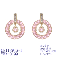 Picture of Beautiful Cubic Zirconia Pink Dangle Earrings