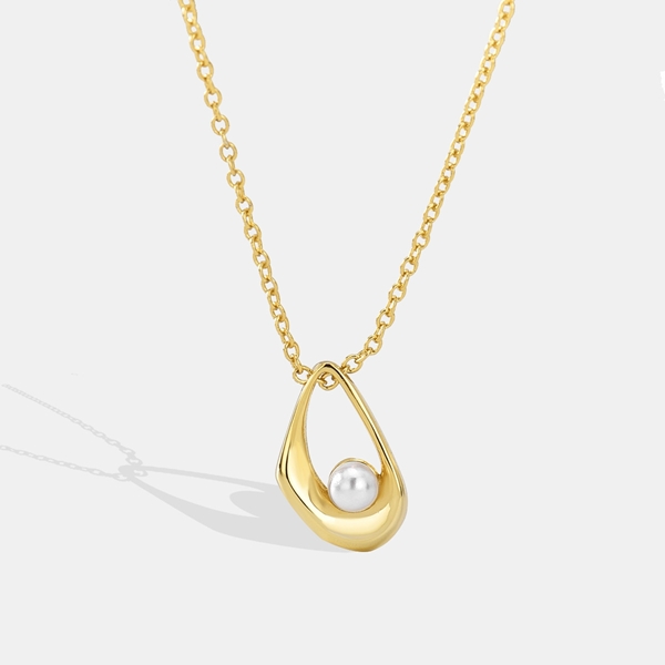 Picture of Most Popular Artificial Pearl Gold Plated Pendant Necklace