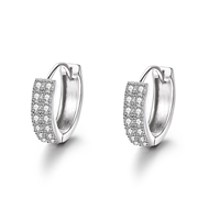 Picture of 999 Sterling Silver Cubic Zirconia Huggie Earrings in Exclusive Design