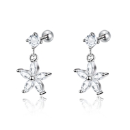 Picture of Flower Cubic Zirconia Dangle Earrings in Flattering Style