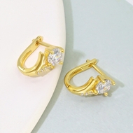 Picture of Most Popular Cubic Zirconia Gold Plated Huggie Earrings