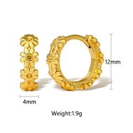 Picture of Great Value Gold Plated Flower Huggie Earrings with Member Discount