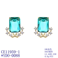 Picture of Bulk Gold Plated Cubic Zirconia Big Stud Earrings Exclusive Online