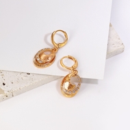 Picture of Fashion Cubic Zirconia Copper or Brass Dangle Earrings