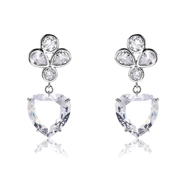 Picture of Buy Platinum Plated White Dangle Earrings with Low Cost