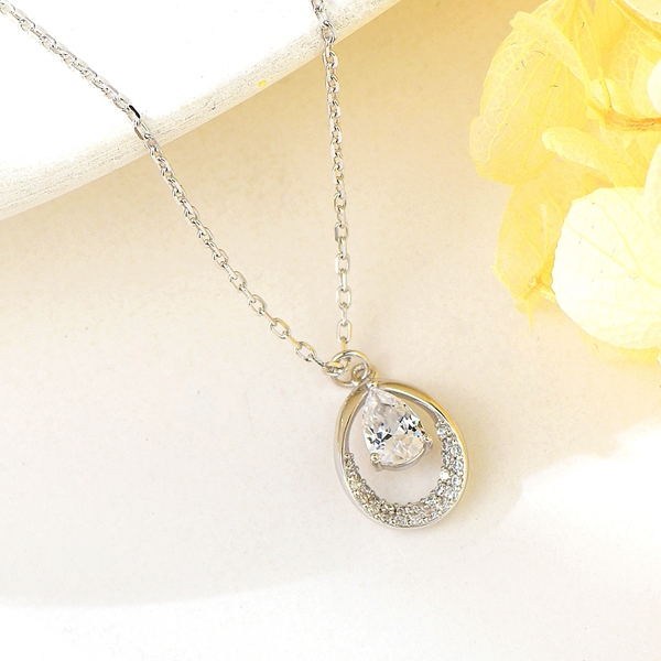 Picture of Attractive White 925 Sterling Silver Pendant Necklace For Your Occasions