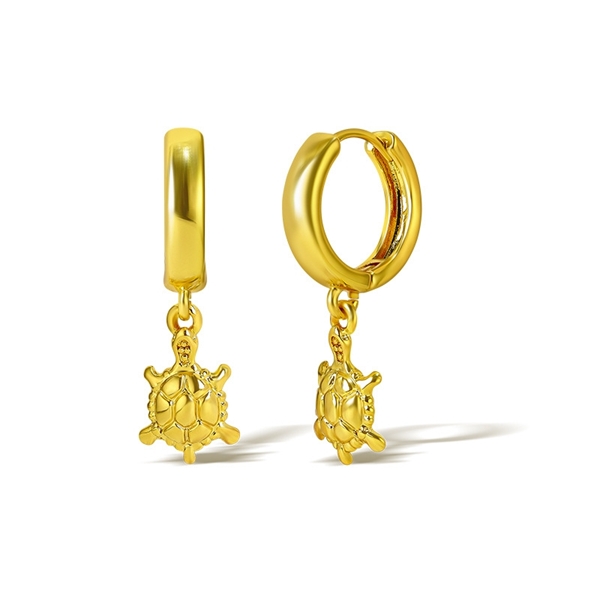 Picture of Staple Small Gold Plated Dangle Earrings