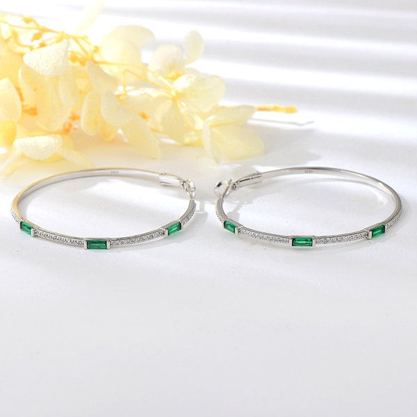 Picture of Delicate Cubic Zirconia Green Huggie Earrings