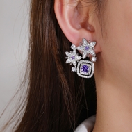 Picture of Flowers & Plants Cubic Zirconia Big Stud Earrings with Beautiful Craftmanship