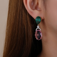 Picture of New Cubic Zirconia Pink Dangle Earrings