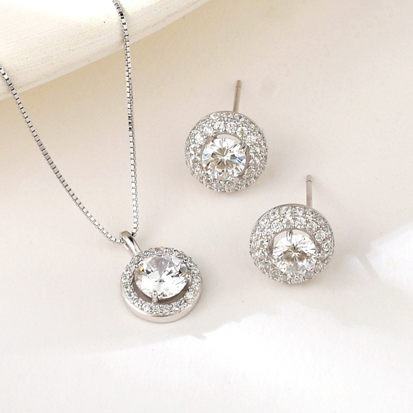 Picture of Unique Cubic Zirconia White 2 Piece Jewelry Set