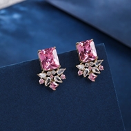 Picture of Luxury Pink Huggie Earrings Online Only