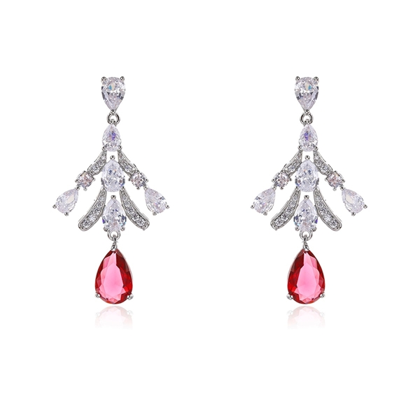 Picture of Purchase Platinum Plated Pink Dangle Earrings at Super Low Price