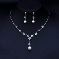 Show details for Beautiful Cubic Zirconia Platinum Plated 2 Piece Jewelry Set Show details for Beautiful Cubic Zirconia Platinum Plated 2 Piece Jewelry Set