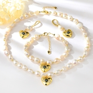 Picture of Beautiful Nature Pearl Love & Heart 3 Piece Jewelry Set