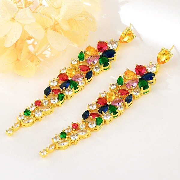 Picture of Featured Colorful Artificial Crystal Dangle Earrings with Full Guarantee