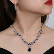 Picture of New Cubic Zirconia Platinum Plated 2 Piece Jewelry Set