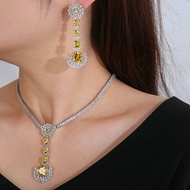 Picture of Fast Selling Yellow Cubic Zirconia 2 Piece Jewelry Set from Editor Picks