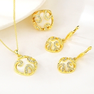 Show details for Hypoallergenic Gold Plated Rhinestone 3 Piece Jewelry Set with Easy Return Show details for Hypoallergenic Gold Plated Rhinestone 3 Piece Jewelry Set with Easy Return