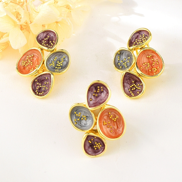 Picture of New Enamel Flowers & Plants 2 Piece Jewelry Set