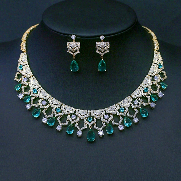 Picture of New Season Green Gold Plated 2 Piece Jewelry Set with SGS/ISO Certification