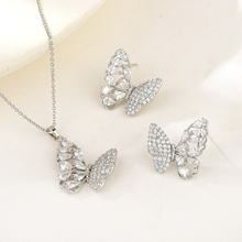 Show details for Fancy Butterfly Platinum Plated 2 Piece Jewelry Set Factory Supply