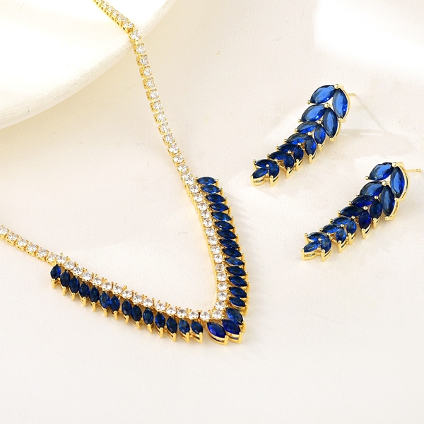 Picture of Distinctive Blue Cubic Zirconia 2 Piece Jewelry Set with Low MOQ