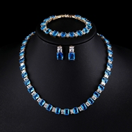 Picture of Good Cubic Zirconia Blue 3 Piece Jewelry Set